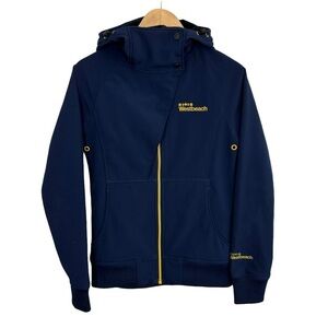 Westbeach Fall Rain Jacket Womens XS Navy Blue Raincoat Casual Warm Hooded EUC